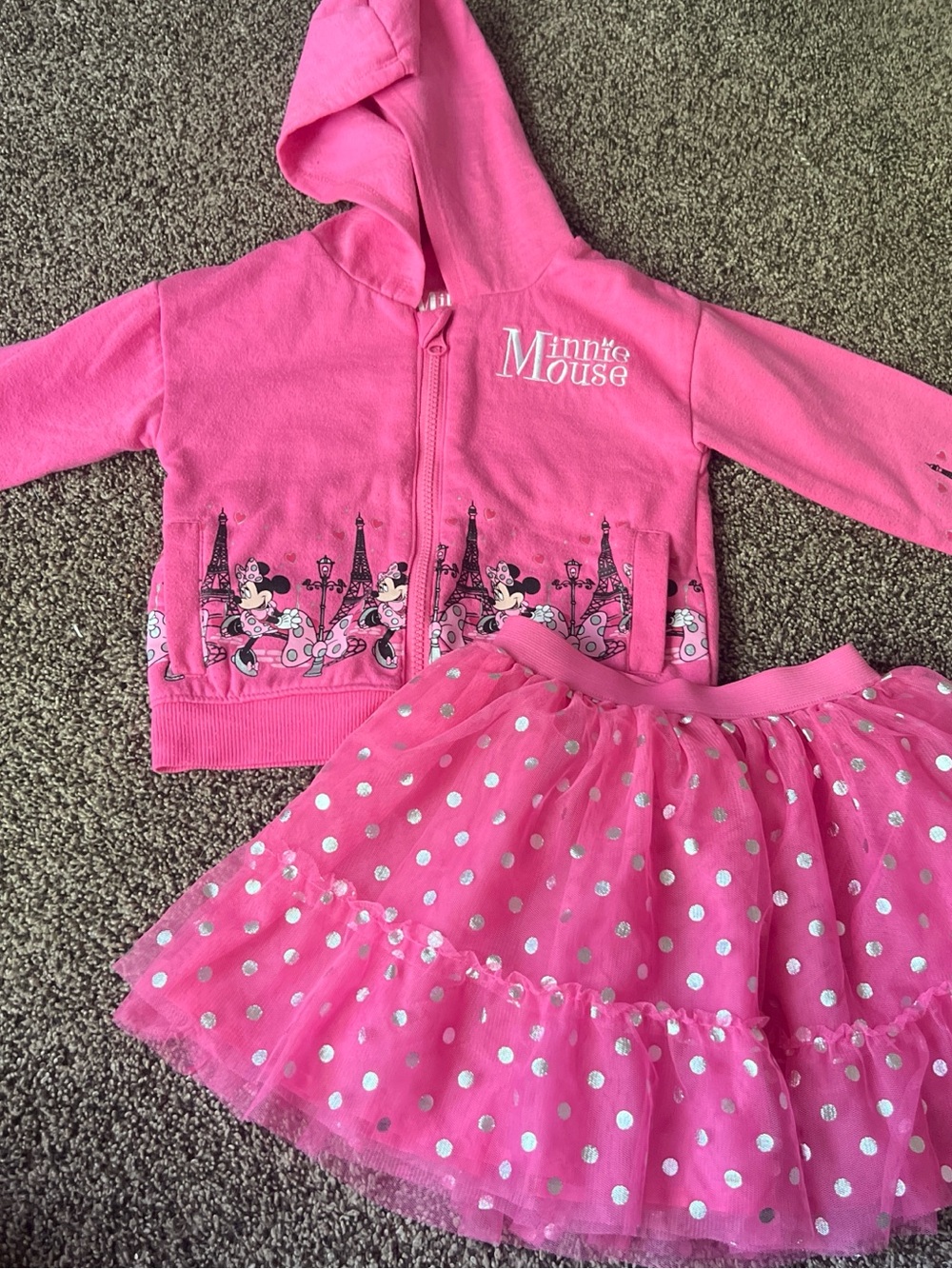 Disney Pink Minnie Mouse Hoodie & Polka Dot Tutu Set